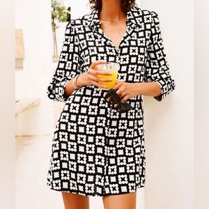 Zara Nadia Mini Shirt Dress Black & White Retro